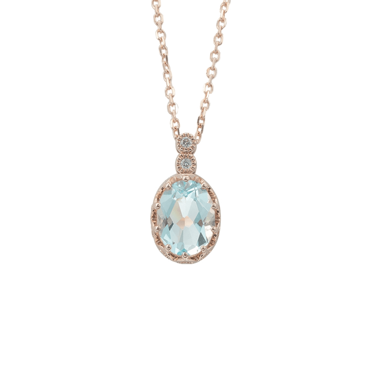 Oval Akuamarin Pırlanta Kolye - Mim Diamond