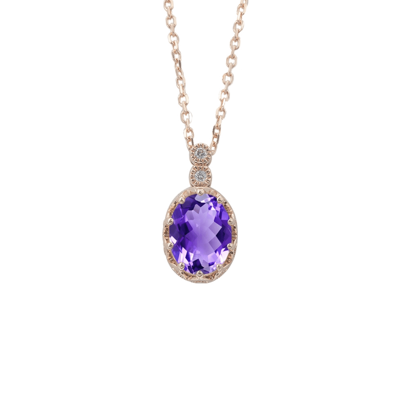 Oval Ametist Pırlanta Kolye - Mim Diamond