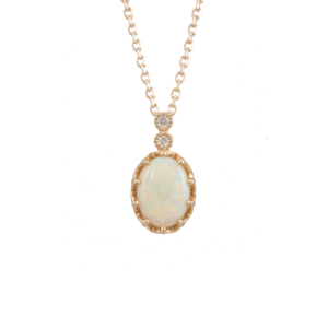 Oval Avustralya Opal Pırlanta Kolye - Mim Diamond