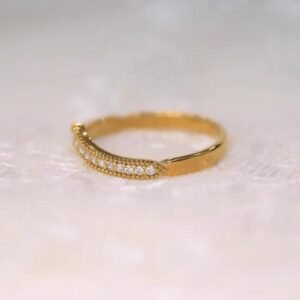 MILGRAIN PAVE CURVED BAND - Mim Diamond