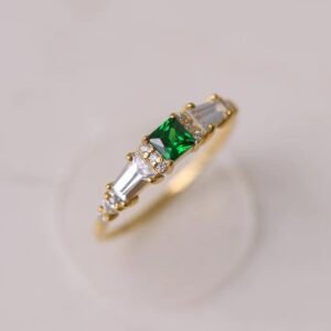 GREEN ART DECO RING - Mim Diamond