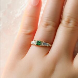 GREEN ART DECO RING - Mim Diamond