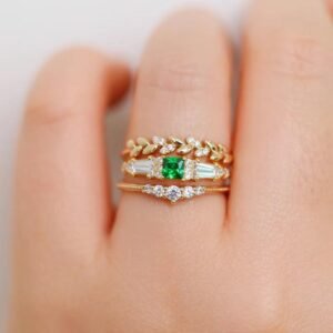 GREEN ART DECO RING - Mim Diamond